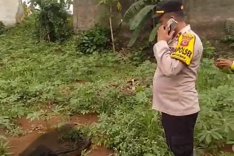 Polisi saat mengecek lokasi penemuan mayat perempuan di kebun singkong di Rancabungur, Kabupaten Bogor. (Ist)