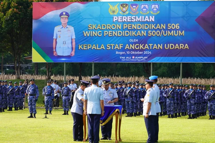 Peresmian Skadron Pendidikan (Skadik) 506 di Wing Pendidikan (Wingdik) 500/Umum di Kemang, Kabupaten Bogor, Kamis, 10 Oktober 2024. (Humas Pemkab Bogor)