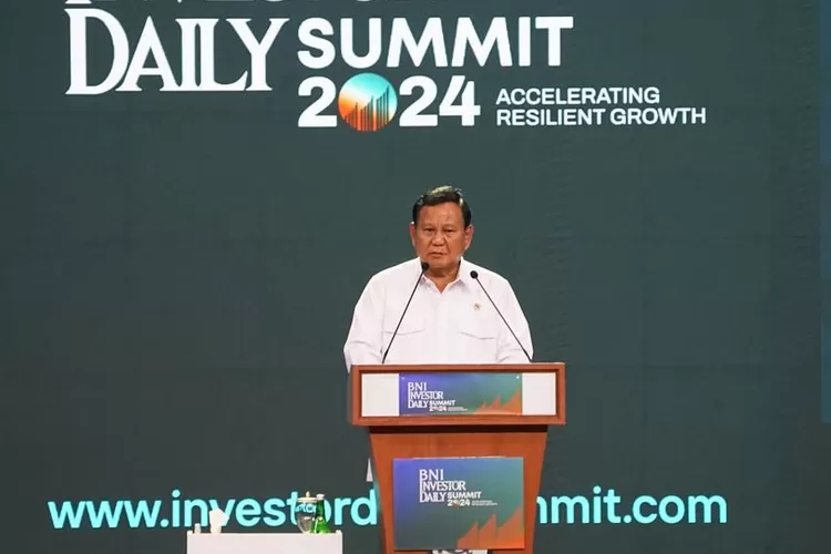 Prabowo Subianto saat acara BNI Investor Daily Summit 2024 di Jakarta Convention Center (JCC) Senayan, Rabu, 9 Oktober 2024. (Ist)