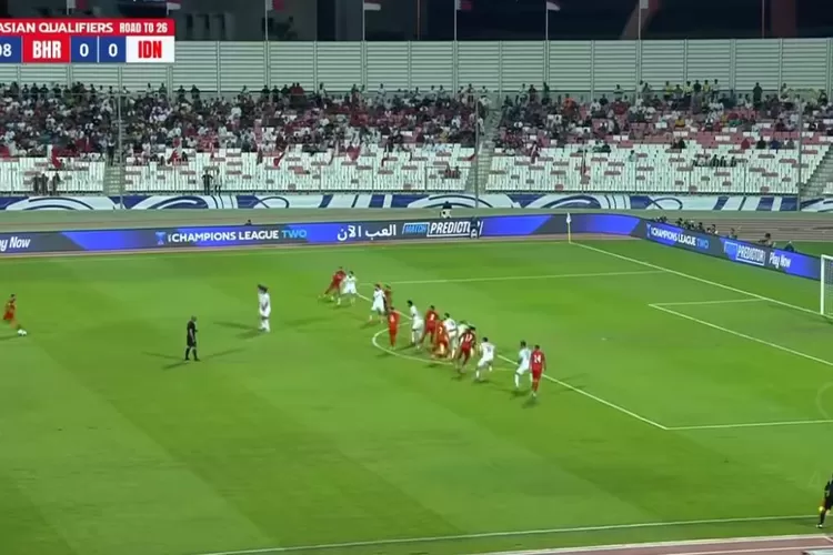Laga Bahrain vs Indonesia di putaran ketiga Kualifikasi Piala Dunia 2026. (Screenshoot Video)