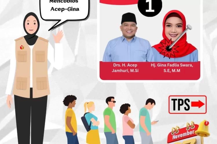 Simulasi pencoblosan paslon 01 Acep Gina di Pilkada Karawang yang ditengarai catut atribut Bawaslu (istimewa)