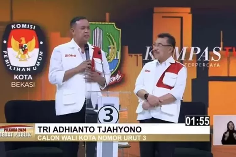 pasangan calon (paslon) nomor urut 3, Tri Adhianto - Harris Bobihoe di Pilkada Kota Bekasi saat debat kandidat (Dok pribadi)