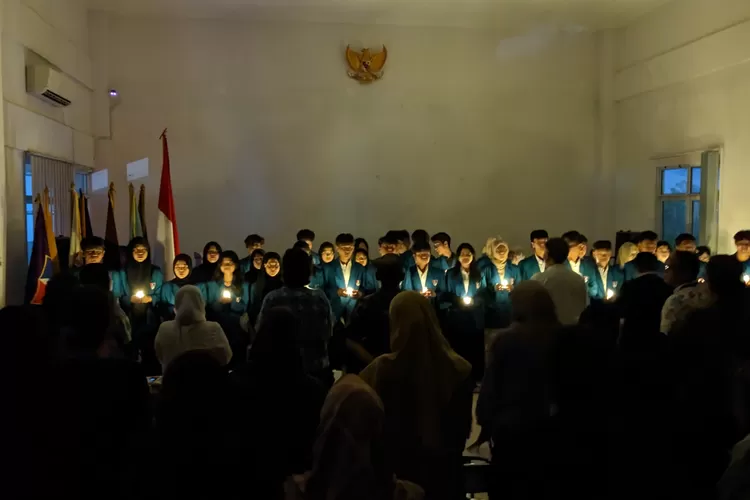 Perintatan Hari Guru di SMK Metland, Cileungsi, Kabupaten Bogor. (Panca)