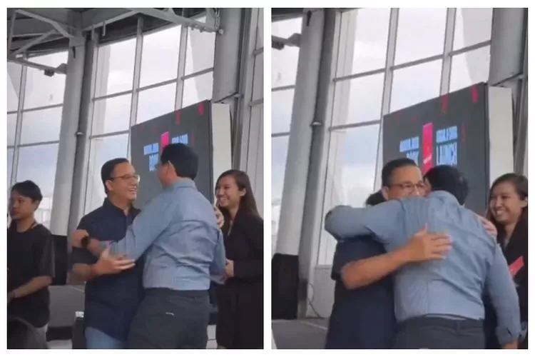 Momen hangat Basuki Tjahaja Purnama (Ahok) dan Anies Baswedan. (X/@SupirPete2)