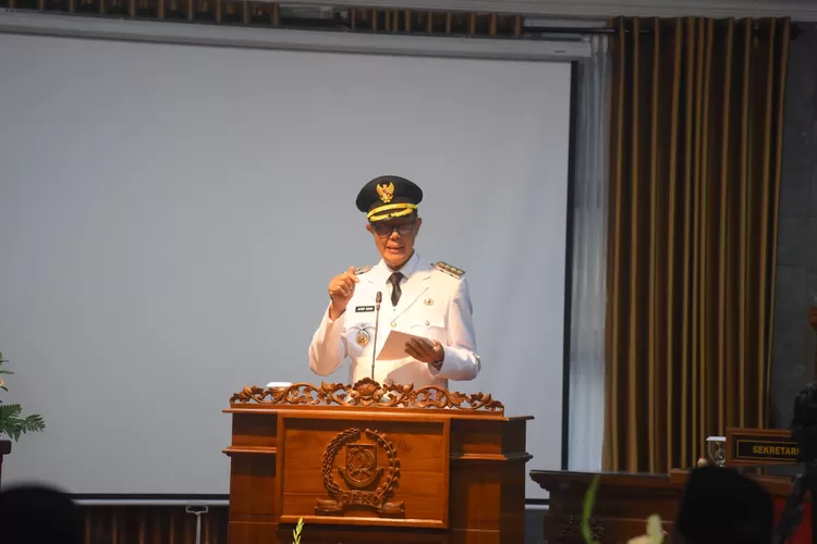 Wali Kota Sukabumi Ayep Zaki memberikan pidato perdana usai dilantik dan jadi sorotan. Ia menitikberatkan pada konsep Sukabumi maju (ist)