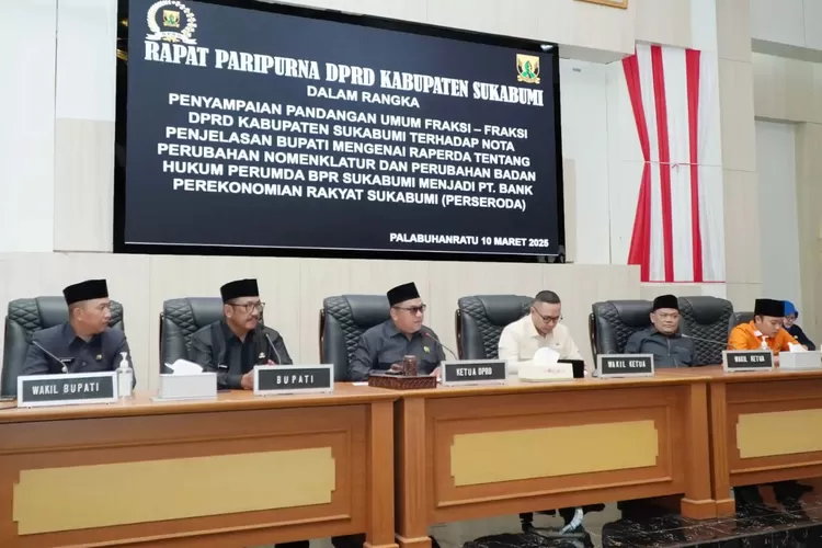Dalam rapat paripurna, DPRD Kabupaten Sukabumi membahas transformasi BPR Sukabumi dari perumda menjadi perseroda (ist)