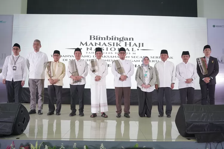 Pembukaan Manasik Haji Nasional 1446 Hijriah di Asrama Haji Pondok Gede, Jakarta, Sabtu, 19 April 2025. (BP Haji)