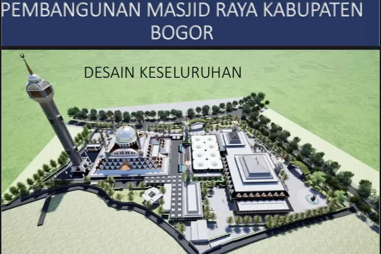 Desain Masjid Agung Kabupaten Bogor yang akan dibangun di area Stadion Pakansari, Cibinong. (Ist)