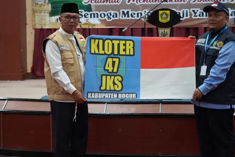 Prosesi pelepasan jemaah haji Kloter 47 JKS di Gedung Tegar Beriman, Cibinong, Sabtu, 24 Mei 2025. (Diskominfo)