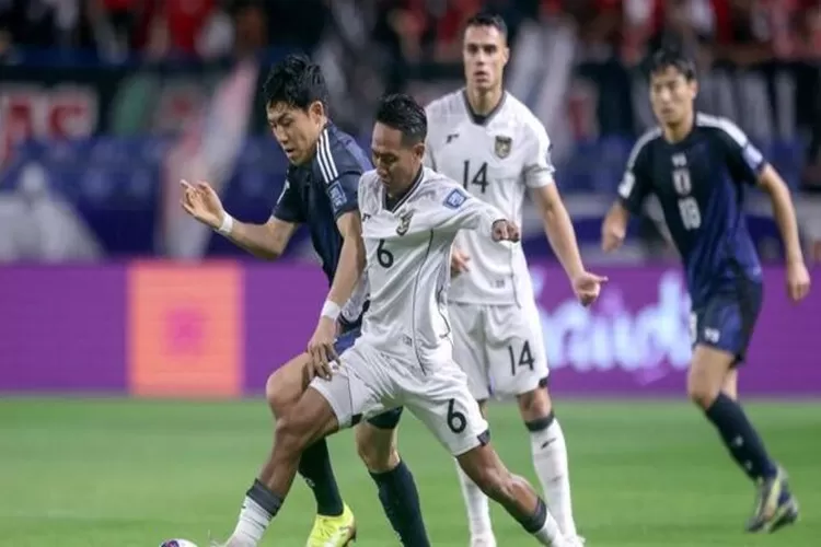 Timnas Indonesia menelan kekalahan 0-6 dari Jepang di laga terakhir Grup C round 3 Kualifikasi Piala Dunia 2026, Selasa 10 Juni 2025. (AFP : PAUL MILLER)