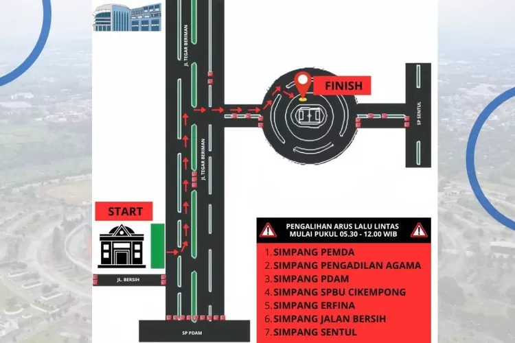 Informasi rute helaran Kabogorfest 2025 dan Car Free Day di area Stadion Pakansari. (Dishub)