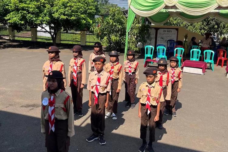 Siswa SD saat mengikuti perlombaan PBB di Polsek Tajurhalang, Kecamatan Tajurhalang, Kabupaten Bogor. (Polsek Tajurhalang)