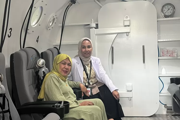 Ruangan terapi hiperbarik di RSUD Bakti Pajajaran, Cibinong, Kabupaten Bogor. (Riza)