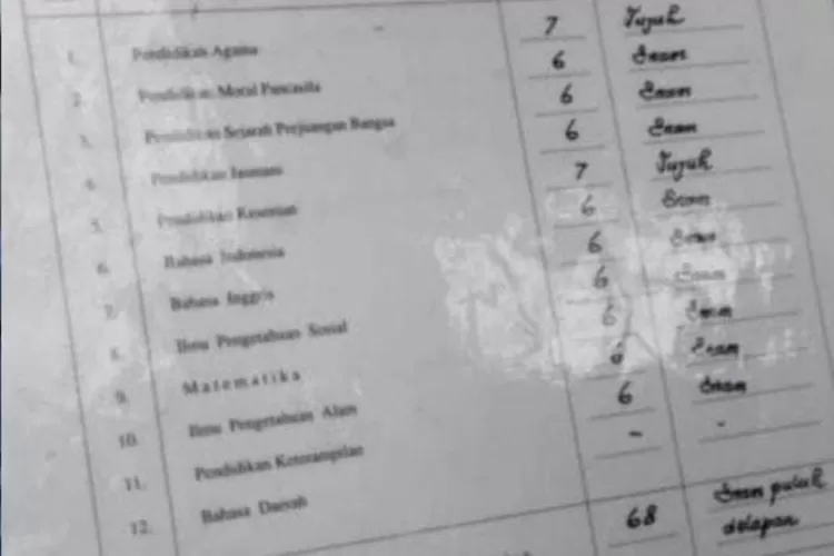 Nilai Ijazah SMP Milik Ahmad Sahroni. (Tangkapan Layar)