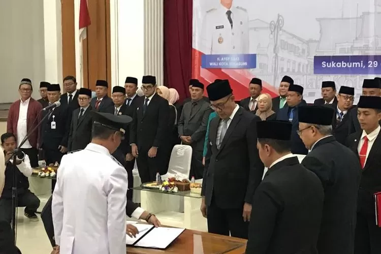 Suasana pelantikan pejabat di lingkup Pemkot Sukabumi yang dipimpin langsung Wali Kota Sukabumi, Ayep Zaki. 