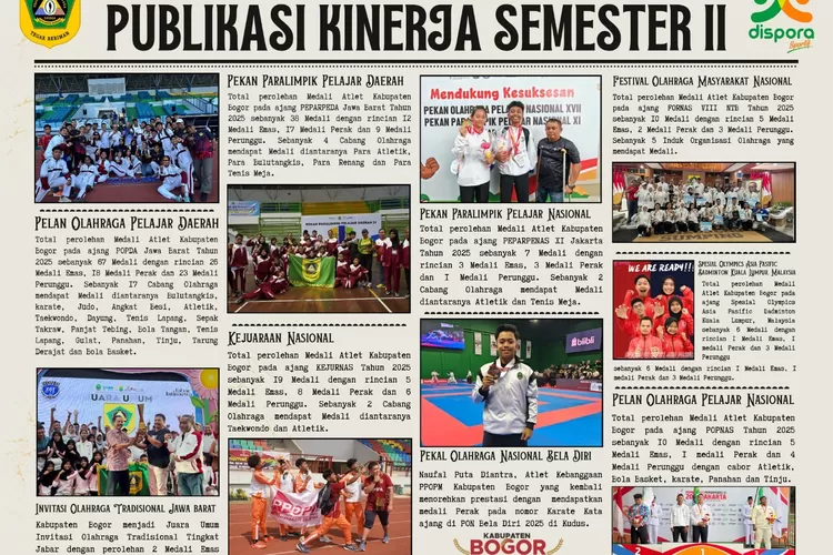 Berikut ini publikasi kinerja semester II dari Dinas Pemuda dan Olahraga (Dispora) Kabupaten Bogor tahun 2025 (Ist)
