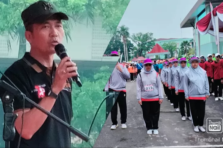 LOmba gerak jalan HUT PGRI Sumsel dilepas Pj Wako PalembangU (doc)