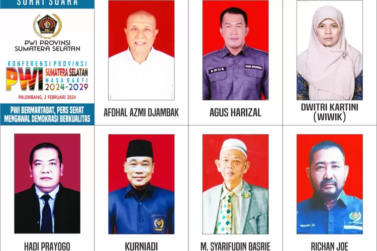 Tujuh kandidat siap bersaing memperebutkan kursi Ketua PWI Sumsel 2024-2029  (dok Panpel Konferprov PWI Sumsel 2024)