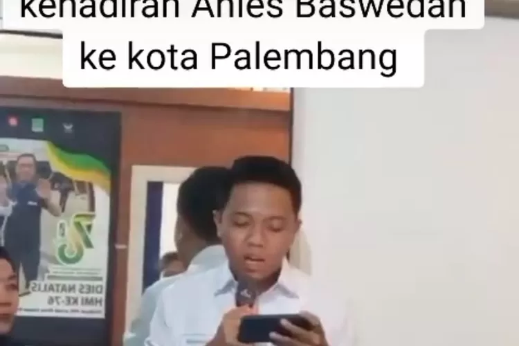 Anies Baswedan terlambat tiba di Palembag hari ini, Karenanya, rencana salat zuhur di Masjid Agung batal. (tangka[an layar tiktok)