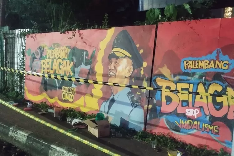 Ada Wali Kota Palembang di mural simpang lima DPRD Sumsel (dok)
