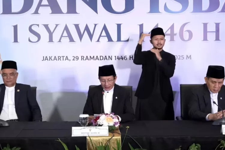 Pengumuman sidang isbat 1Syawal 1446 (Tangkapan layar YouTube Bimas Islam TV)
