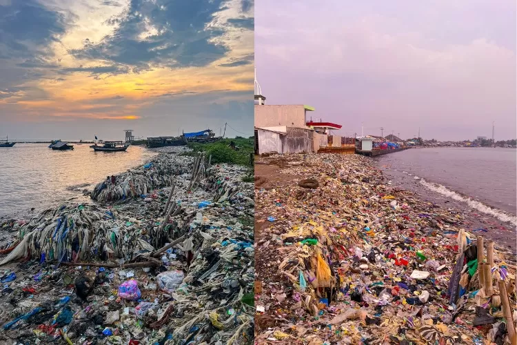 Kondisi pantai Teluk Labuan, Pandeglang, Banten pada Sabtu 20 April 2024 (X/@namdoyan)