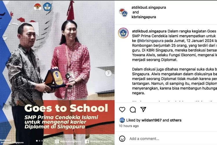 Foto: Tangkap layar akun Instagram @atdikbud.singapura.