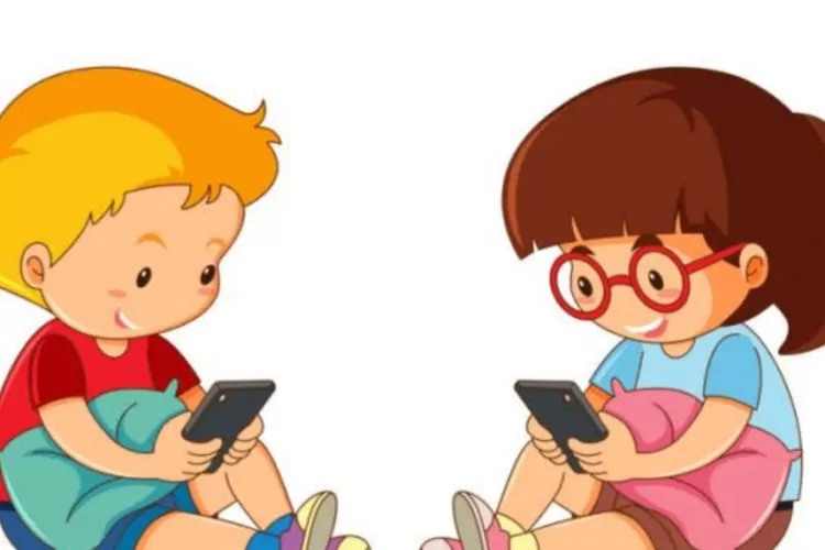 Ilustrasi anak sedang bermain HP (dok.Ist) (Dok. Ist)