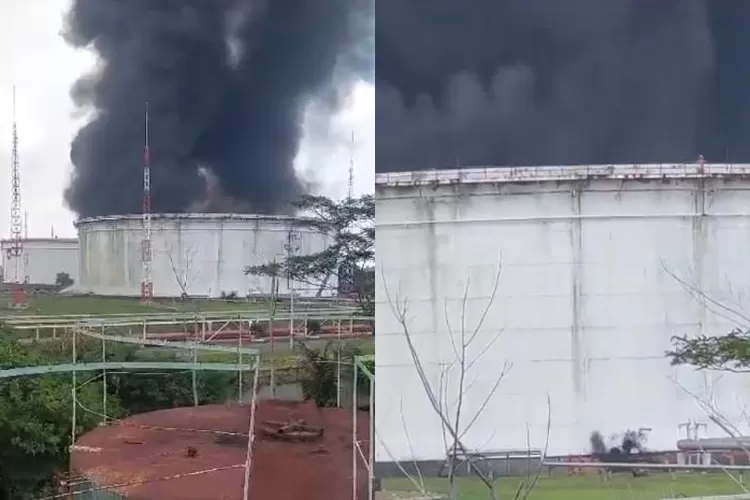 Potret video amatir insiden kebakaran Kilang Pertamina di Cilacap, Jawa Tengah. (X.com/@WHOODY)