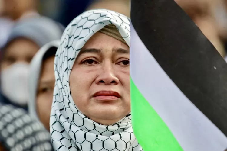 Peserta aksi peduli Palestina di MUI Kota Tangerang - Foto: Henri Lukmanul Hakim