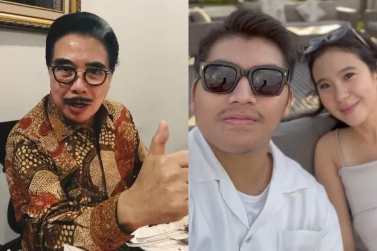 Potret mendiang Hotma Sitompul (kiri) dengan anak serta menantu sang pengacara, Ditho Sitompul dan Agatha Carolina (kanan). (Instagram.com / @hotmasitompoelofficial - @ditho_sitompoel)