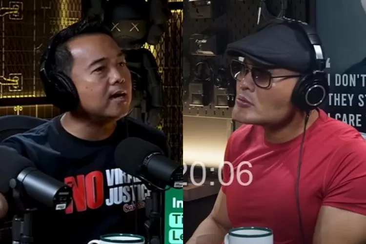 Pengacara eks pemain sirkus Taman Safari, Muhammad Sholeh (kiri) dan artis Deddy Corbuzier (kanan). (YouTube.com / Deddy Corbuzier)