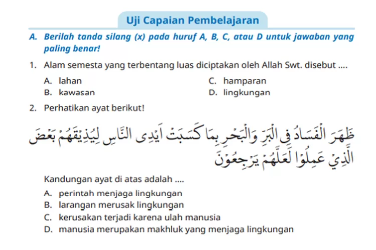 UJI CAPAIAN PEMBELAJARAN! Kunci Jawaban PAI Kelas 6 Halaman 152 153 ...