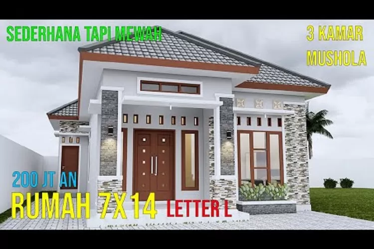 Desain dan Denah Rumah Minimalis Modern 7 x 14 M dengan 3 Kamar Tidur Juga Ada Mushola Dalam Rumah (TIMENEWS/Tangkap layar Channel YouTube @HAQ DESAIN)