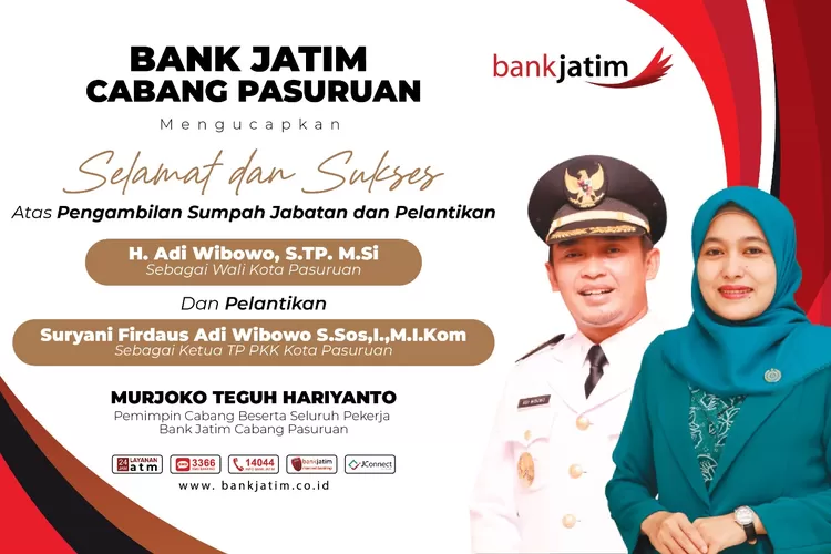 Bank Jatim Pasuruan Ucapkan Selamat Dan Sukses Atas Pelantikan Adi