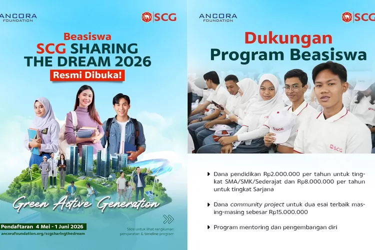 Beasiswa SCG Sharing The Dream 2026 Resmi Dibuka, Cair hingga Rp8 Juta ...