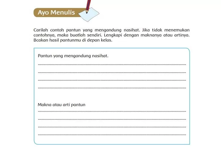 Disini Kunci Jawaban Kelas 5 SD MI Tema 4 Halaman 25, Pantun Yang ...