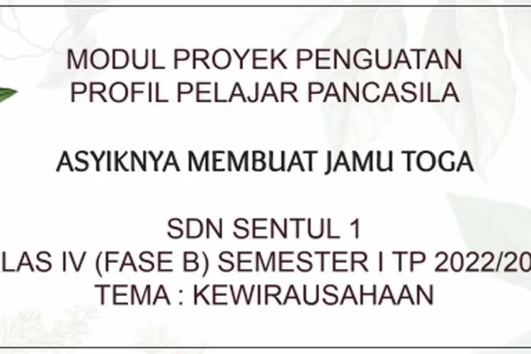 Download Contoh Modul P5 Kelas 4 SD Fase B Tema Kewirausahaan, Format ...