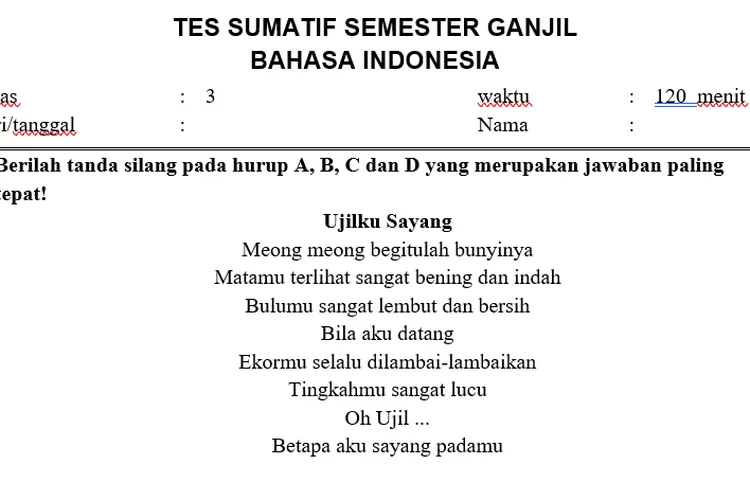 Bedah Soal Tes Sumatif Bahasa Indonesia Kelas 3 Semester Ganjil ...