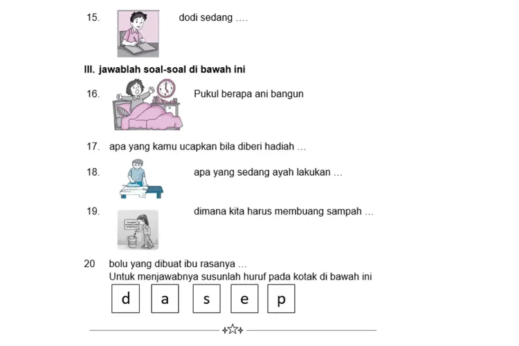 Soal Tes Formatif Bahasa Indonesia Kelas 1 Pembelajaran Ke-1 Semester 1 ...