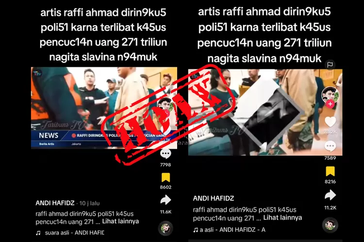 Vérification des faits : la vidéo de Raffi Ahmad arrêté pour implication dans le blanchiment d’argent de 271 000 milliards de rp est un canular