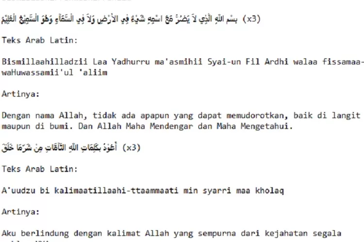 Doa Dan Dzikir Tolak Bala Bacaan Pendek Lengkap Teks Arab Latin Dan