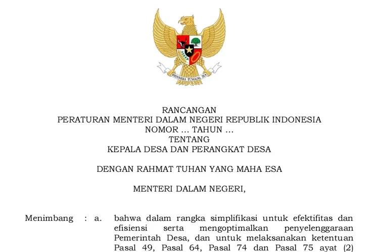 Draf Permendagri tentang Kepala Desa dan Perangkat Desa Beredar, Atur Pilkades hingga Identitas Aparatur Desa