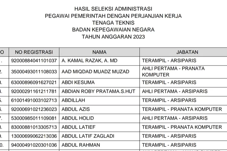 Informasi CPNS Dan PPPK: Pengumuman Kelulusan PPPK Teknis BKN Tahun ...