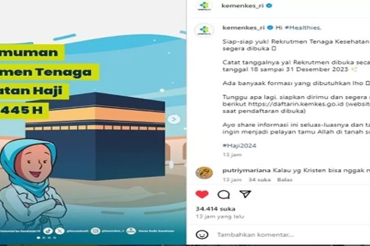 Kemenkes RI Membuka Rekrutmen Tenaga Kesehatan Haji Tahun 2024 M/1445 H ...