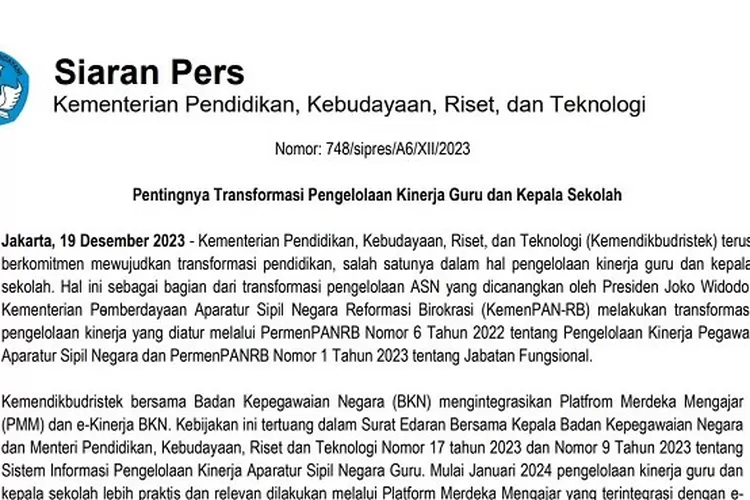 Kemendikbudristek Menyampaikan Siaran Pers Tentang Pentingnya ...