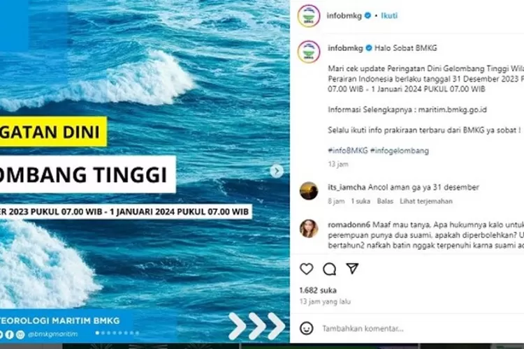 Info BMKG: Jelang Tahun Baru 2024, Peringatan Dini Gelombang Tinggi 31 ...