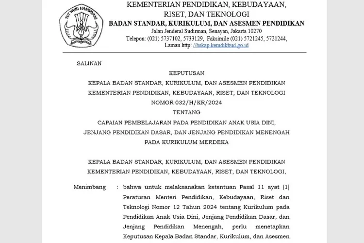 Mengkaji Keputusan Kepala BSKAP Kemendikbudristek Tentang CP Tahun 2024 ...