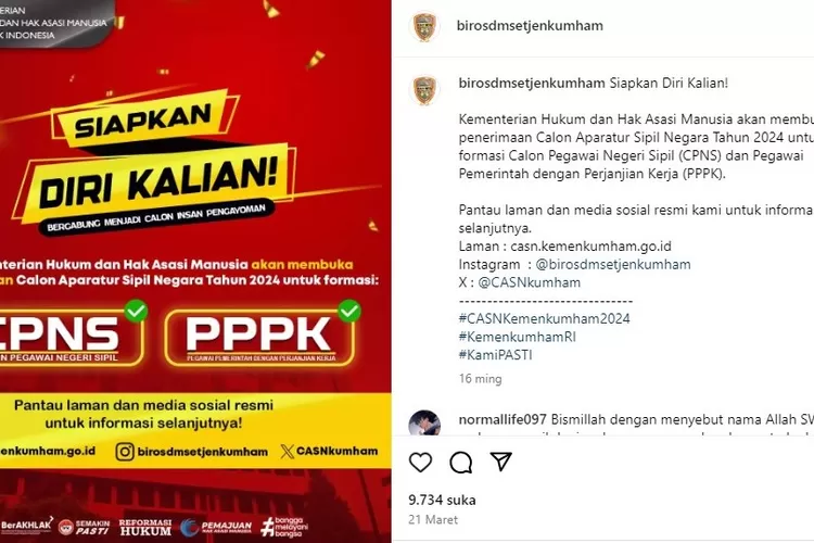 Kementerian Hukum Dan Hak Asasi Manusia Akan Membuka Penerimaan Cpns Dan Pppk Tahun Inilah