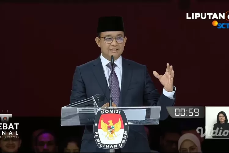 Debat Capres Kelima Capres Nomor Urut Anies Baswedan Gunakan Bahasa Isyarat Saat